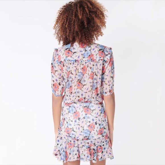 Veronica Beard Floral Mini Dress - Blue, Pink, White - Picture 3 of 5